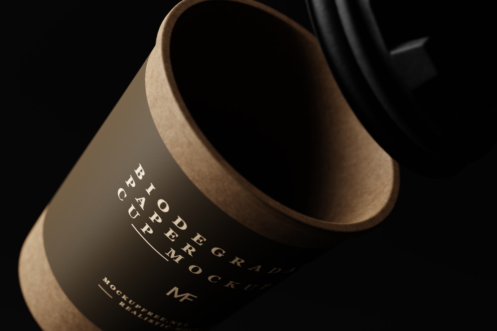 Photo by Mockup Free a close up of a coffee cup on a black background